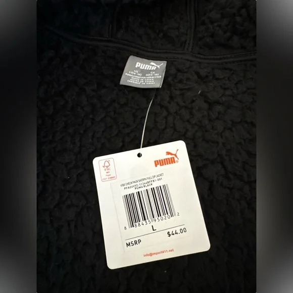 Puma Kids Vibe Check Faux Shearling Zip Hoodie Large NWT - Picture 11 of 12